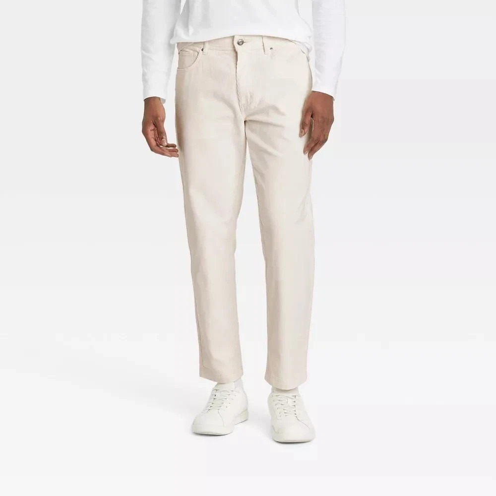 Houston White Corduroy 5-Pocket Straight Chino Pants White Size M New With Tags